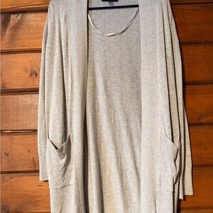 Banana Republic Light Gray Open-Front Cardigan